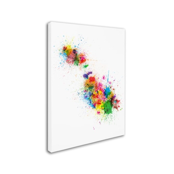 Michael Tompsett 'Malta Map Paint Splashes' Canvas Art,14x19